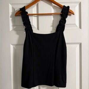 Anthropologie ruffled square neck tank top